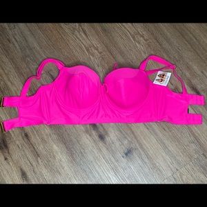 NEW WITH TAGS SUPPORTIVE 36DDD HOT PINK BIKINI TOP WITH PADDING AND UNDERWIRE